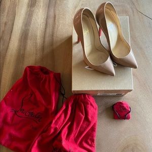 ❌SOLD!! Christian Louboutin Pigalle 120mm nude patent leather pumps size 36.5
